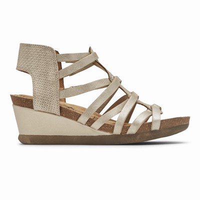 Rockport Cobb Hill Shona T-Strap Wedges Damen Silber GBV-901468